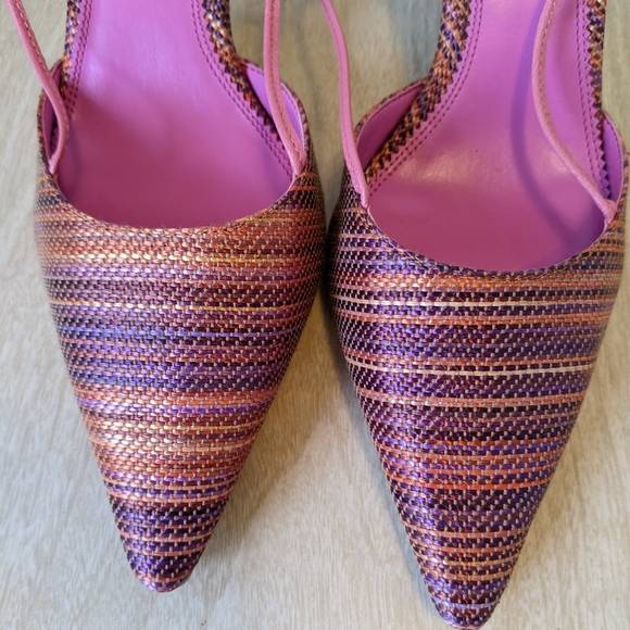 A. Marinelli Multi Striped Slingback Heels 8 - Picture 6 of 10